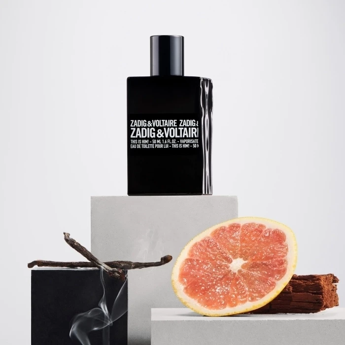 This Is Him! (Eau de Toilette): fragancia oriental‑amaderada lanzada en 2016 por Nathalie Lorson y Aurélien Guichard.